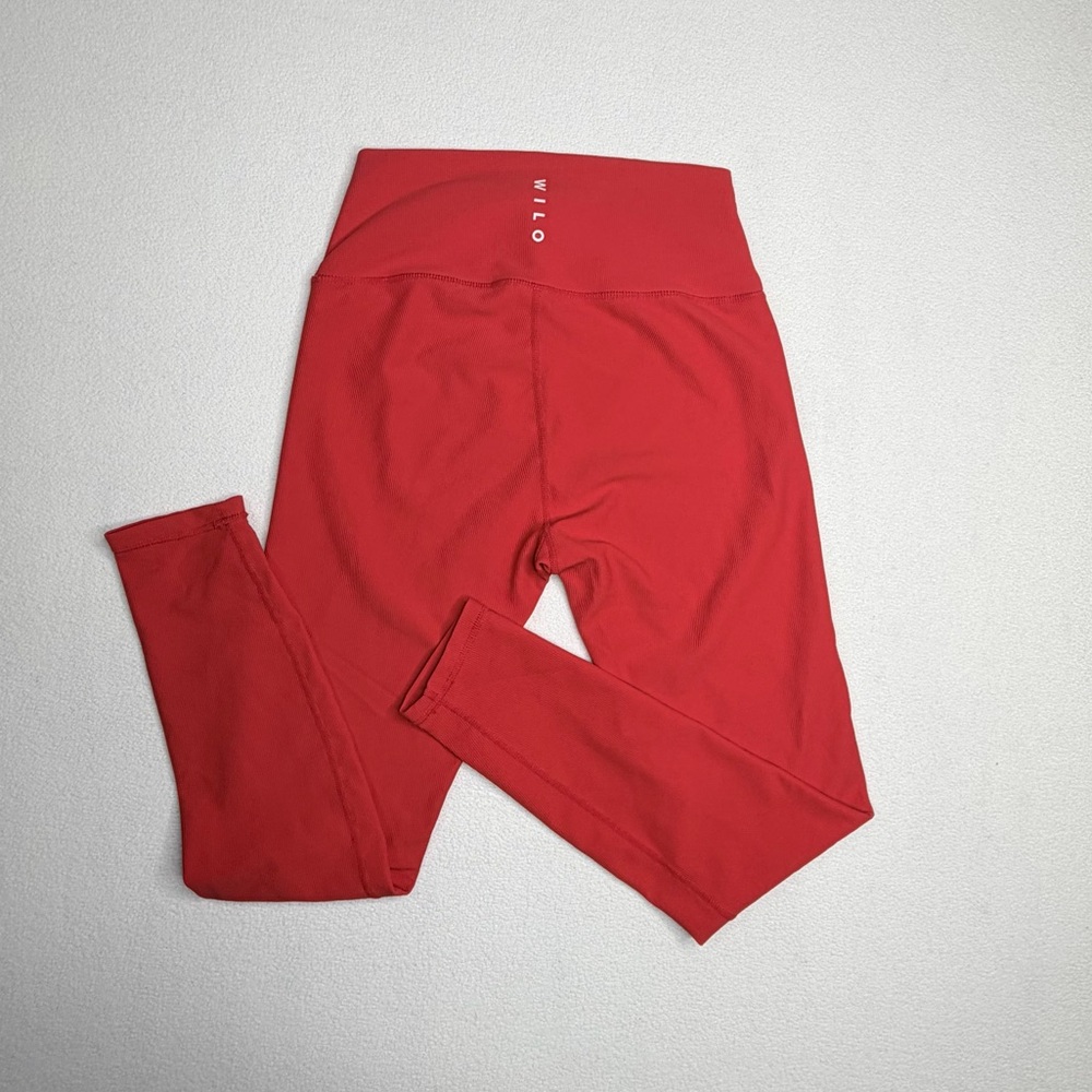 Wilo the Label Ribbed High-Waisted Leggings•Fire Red - Picture 3 of 11